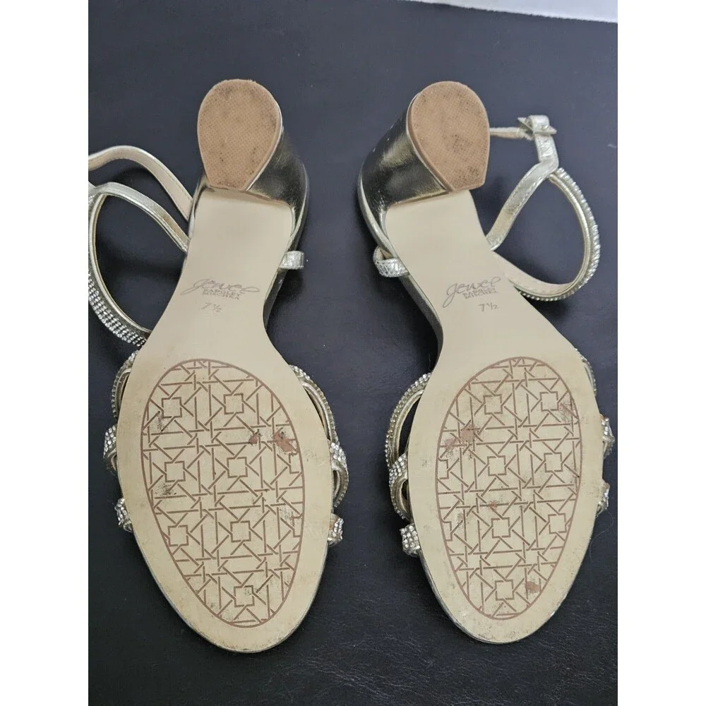 Sz 7.5 - Jewel Badgley Mishcka Sandals Gold Jewels